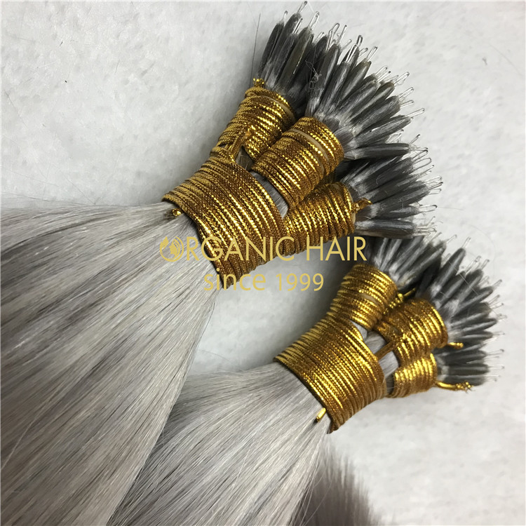 Customized color silver human keratin nano ring X249